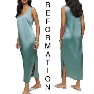 REFORMATION Lian SATIN Silk midi dress size M